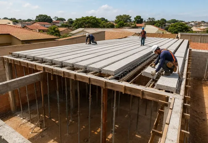 Obra residencial com laje treliçada